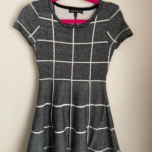 Gray Grid Pattern Dress